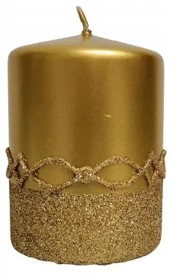 Produktbild von Adpal Stumpenkerze Glitzer Deko Metallic Gold 100/70