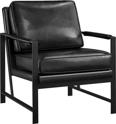 Produktbild von Yaheetech Relaxsessel mit Rückenlehne Fernsehensessel Retro Sessel Stuhl Lehnstuhl Loungesessel Einzelsessel mit Metallrahmen und Kunstleder Schwarz