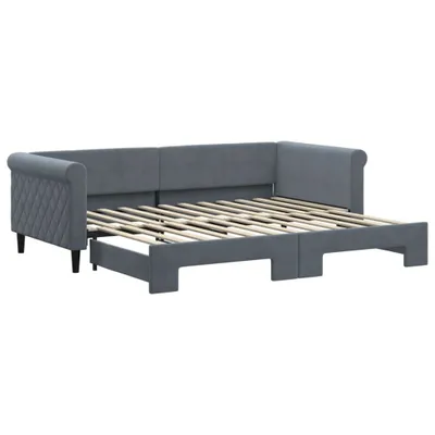 Zdjęcie produktu dla Sofa rozsuwana, ciemnoszara, 90x200 cm, aksamit
