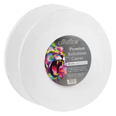 Produktbild von Cretacolor Keilrahmen - 30 cm rund - 2 Stück - Premium Malleinwand auf Holzrahmen 2 cm - Baumwollbespannung für Acryl, Öl & Mixed Media
