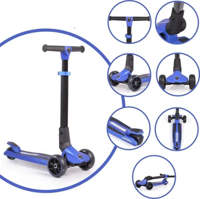 Produktbild von Byox Kinderroller Lamborghini 3 Räder klappbar PolyurethanRäder ABEC-7 LED-Räder Bremse blau