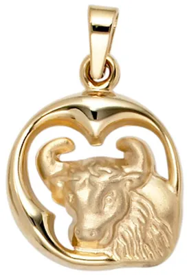Produktbild von Anhänger Sternzeichen Stier 375 Gold Gelbgold teilmattiert Horoskop