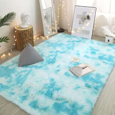 Produktbild von Hochflor Teppich 200 * 300cm Wohnzimmerteppich Langflor Teppiche für Wohnzimmer flauschig Shaggy Schlafzimmer Blau