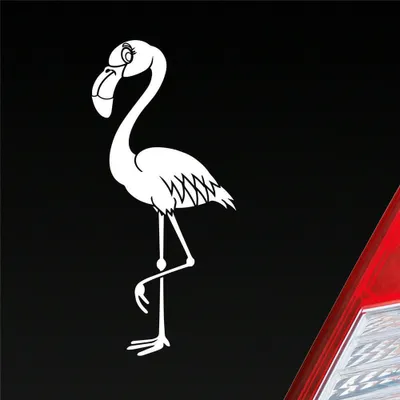 Produktbild von Auto Aufkleber Flamingo Vogel Tier Bird KFZ Car 9x19 cm Weiss Glanz Sticker Heckscheibenaufkleber
