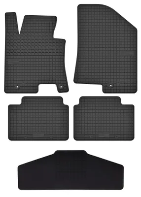 Productafbeelding van Rubberen automatten + tunnelmat voor Kia Ceed II 2012-2018 (hatchback/stationwagen/coupé) – 5-delig, zwart, op maat – Wielganizator SolidTread