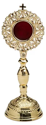 Reliquiar Monstranz Kreuz Hausaltar, Messing, 28 cm