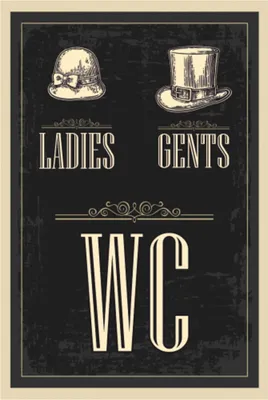 Produktbild von WC Türschild Vintage Holz 20x30 cm, Retro Toiletten Schild selbstklebend, Badezimmerschild für Damen & Herren, Türdeko WC, Bad Wanddeko