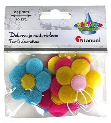 Produktbild von Stoffapplikationen Blumen 45 x 45 mm, Mix, 10 Stück – Titanum