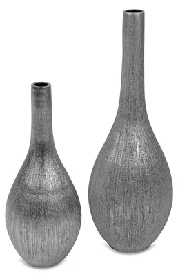 Produktbild von 2er Set Bodenvasen ANTIK silber H. 60 + 80cm aus Keramik Formano