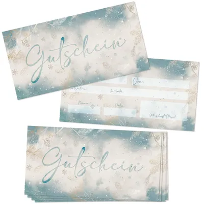 Produktbild von 10 x Gutschein blanko zum Ausfüllen Weihnachtsgutschein blau
