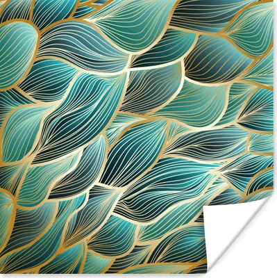 Produktbild von MuchoWow® Poster Muster - Gold - Abstrakt - Welle 100x100 cm - Babyzimmer