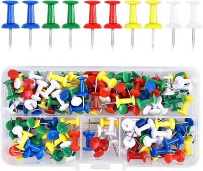 Imagen del producto de Clavijas de plástico, cabeza redonda, 100 unidades, de varios colores, para tablón de anuncios
