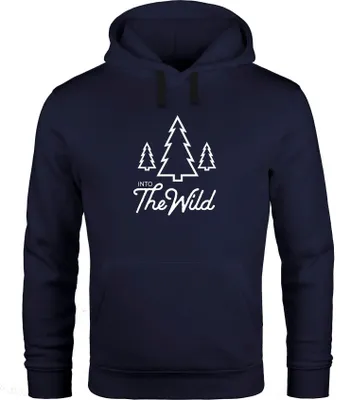 Produktbild von Hoodie Herren Into The Wild Abenteuer Adventure Wilderness wandern Kapuzen-Pullover Männer Neverless® schwarz XL