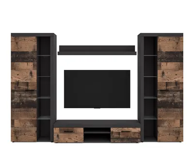 Produktbild von AX LIVING Spacoro XL Wohnwand grau modern Matera Oldwood 300 ohne LED