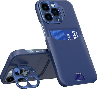 Zdjęcie produktu dla Leather Stand Case Etui Samsung Galaxy S23 Pokrowiec Portfel Na Kartę Z Podstawką Niebieskie