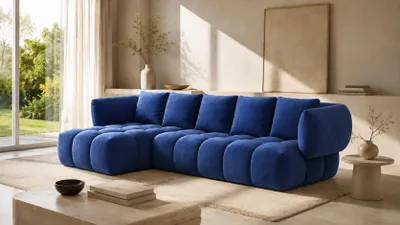 Produktbild von Kaiser Möbel Ecksofa L-Form, Veloursstoff Bluvel, Tintenblau, Links, SEVIO L