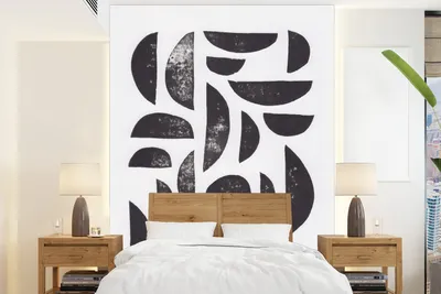 Obrázek produktu pro MuchoWow® fototapeta do obývacího pokoje nebo ložnice tapeta na zeď vinylový motiv tapety tvary - abstraktní - černá - bílá - 165x220 cm - dekorace na zeď