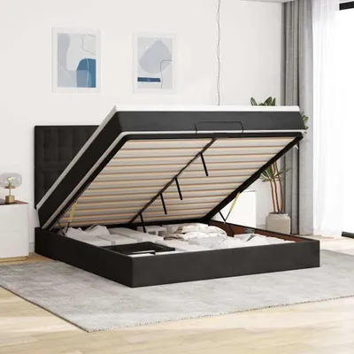 Zdjęcie produktu dla vidaXL Łóżko otomana z materacem czarne 160x200 cm aksamitne