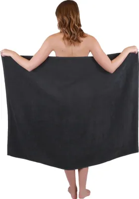 Produktbild von Betz Dresden Badetuch 100×140 cm – 1 Stück Saunatuch, 100% Baumwolle 400 g/m², extra groß & saugstark - Farbe Dunkelgrau