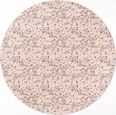 Produktbild von Kleine Blumen auf einer Wiese im Boho-Stil– Vinylteppich – Indoor Teppich – Flur – Pflegeleicht – Runder Teppich – PVC Teppich – Outdoor Teppich – Pflegeleicht – fi 150cm