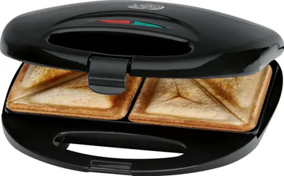 Produktbild von Clatronic Sandwichmaker mit dreieckigen Sandwichplatten | Sandwichtoaster mit automatischem Temperaturregler & Antihaftbeschichtung | mit Verriegelungssystem | ST 3477 schwarz