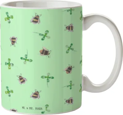 Produktbild von Mr. & Mrs. Panda Kaffeetasse Hummeln Kleeblatt - Grün - Geschenk, Spruch Fröhlich, Biene, Deko, Trinkbecher, Keramiktasse, glücklich sein, Lustige Sprüche, Hummel, Tasse