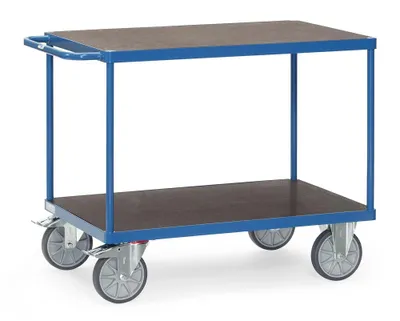Produktbild von Fetra Tischwagen 600 kg LxB 1.200 x 800 mm, 2 Böden, Blau/Siebdruckplatte