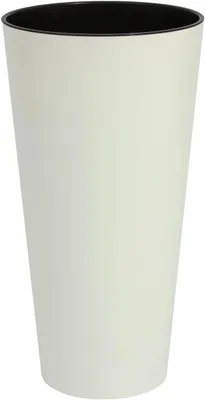 Productafbeelding van Bloempot Tubus - Plantenbak Slim - Buiten Planten - Betonlook Kunststof - 20 x 38 cm - Wit