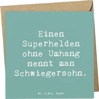 Produktbild von Mr. & Mrs. Panda Grußkarte Spruch Held Schwiegersohn - Meeresbrise - Geschenk, herzerwärmende Sprüche, Weihnachten, faltkarte, anlasskarte, Klappkarte, Humor, Beziehung