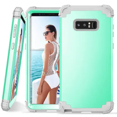 Immagine prodotto di Custodia Galaxy Note 8, 3 in 1 Custodia ibrida rigida in PC TPU Silicone, Custodia protettiva antiurto per Samsung Galaxy Note 8 Minzgrün