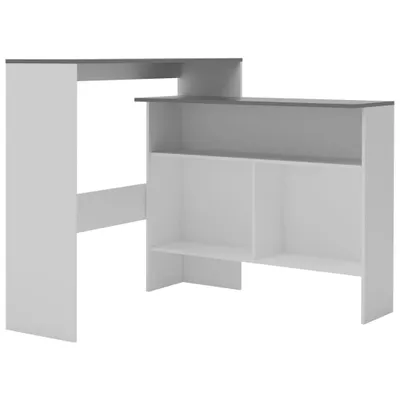 Immagine prodotto di vidaXL Tavolo da bar con 2 piani bianco e grigio 130 x 40 x 120 cm