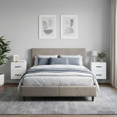 Image de vidaXL Table de chevet murale, lot de 2, blanc, 34,5 x 33 x 40 cm