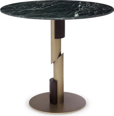 Produktbild von Casa Padrino Luxus Esstisch Grün / Messingfarben / Dunkelbraun Ø 85 x H. 76 cm - Runder Esszimmertisch mit Marmorplatte - Esszimmer Möbel - Luxus Qualität
