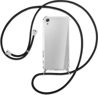 Produktbild von Handykette Backcover-Schutzhülle mit Band (Metall silberfarben) für Sony Xperia X Performance - schwarz
