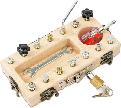 Imagen del producto de Juego de herramientas de madera, con tornillos, fabricado en haya, 1 juego, para niños