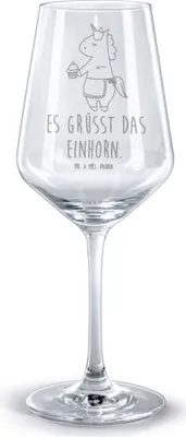 Produktbild von Mr. & Mrs. Panda Weinglas Einhorn Muffin - Transparent - Geschenk, Rotwein, Bordeauxglas, Unicorn, Geburtstag, wein glas, Kekse, für, Liebesgrüße, Geburtstagsgrüße