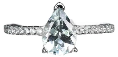 Produktbild von 925er Ring, zarter Aquamarin mit Zirkonia, Ringgröße 14