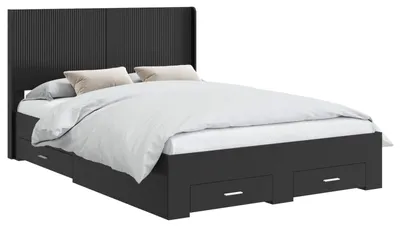 Immagine prodotto di Struttura letto con contenitore e testiera, nera, 135 x 190 cm