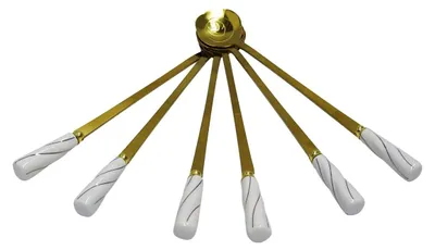 Immagine prodotto di 6x Latte Macchiato Capuccino Set di cucchiai da caffè espresso in acciaio inox, cucchiaio da dessert moderno, oro/bianco