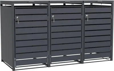 Produktbild von Mülltonnenbox Mülltonnenverkleidung bis 240 L Behälter für Mülltonnen 3 Türen