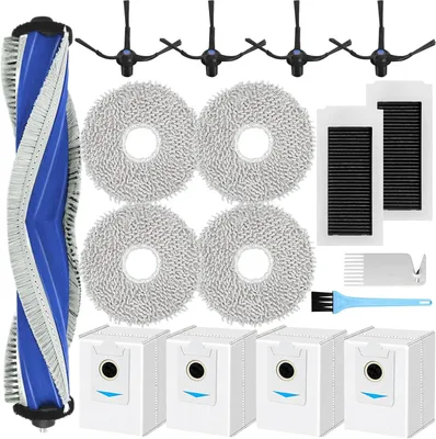 Produktbild von Zubehör für Ecovacs DEEBOT X5 Omni, Ersatzteile für Ecovacs Deebot X5 Pro Staubsauger, 1 Hauptbürste, 2 HEPA-Filter, 4 Wischtücher, 4 Seitenbürsten, 4 Staubbeutel