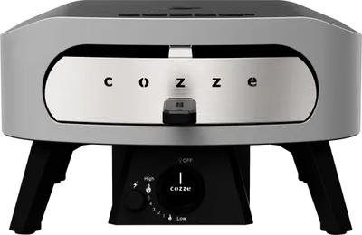 Produktbild von Cozze® Gas-Pizzaofen Classic 13, mit Thermometer, inkl. Pizzastein, Backtemperatur bis 450°C, tragbar, Grillfläche 34 x 34 cm, Gerätemaße 29.5 x 50 x 50 cm, Stahl / Cordierit, grau / schwarz"