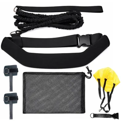 Produktbild von Schwimmtrainingsset 4m Swim Tether, Widerstandsband für stationäres Schwimmen, Schwimmgürtel mit Neopren, Aquafitness Trainingsgerät für Pool