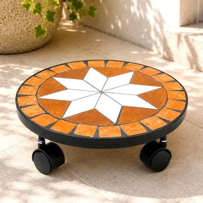 Produktbild von DanDiBo Blumenroller Merano Mosaik 32 cm 12025 Blumenhocker Pflanzroller Blumenständer