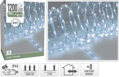 Obrázok produktu pre HOMESTYLING Vianočná svetelná reťaz studená biela 1200 LED / 36 m KO-AX9621080