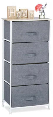 Schubladensystem, 4 Stoffschubladen, 95x45x30 cm, grau