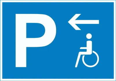 Produktbild von Behinderten Parkplatz Schild mit Richtungspfeil links waagerecht A4 (210x297mm)