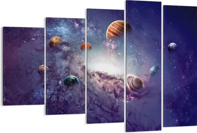 Produktbild von Bild auf Leinwand - Leinwandbild - 5 Teile - Kosmos Planeten die Sterne - 150x100cm - Wand Bild - Wanddeko - Wandbilder - Leinwanddruck - Bilder - Wanddekoration - Leinwand bilder - EG150x100-4851