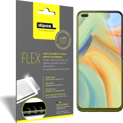 Produktbild von 2x Schutzfolie für Oppo Reno4 Z 5G Folie, 100% Displayabdeckung, dipos Flex