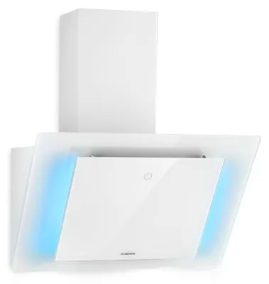 Obrázok produktu pre Klarstein Eleonora - Šikmý digestor, EEK A++, prietok odsávaného vzduchu: 426 m³/h, dotykové ovládanie, atmosférické RGB osvetlenie, 60 dB, recirkulácia a odsávanie vzduchu, LED osvetlenie, tukový filter, 60 cm, biely